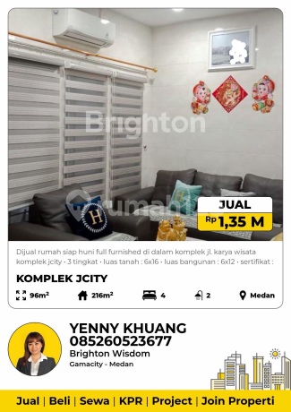 Turun Harga Dijual Cepat Kondisi Siap Huni Full Furnished 3 Lantai Komplek Jcity