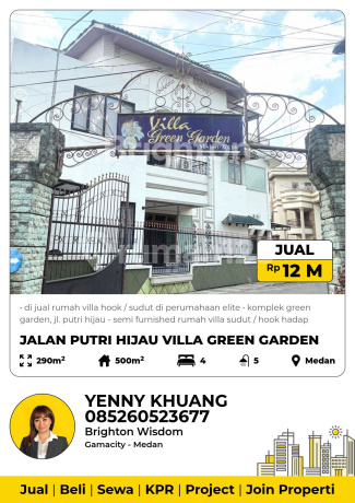 Dijual Rumah Villa Hook Dalam Komplek Elite Villa Green Garden