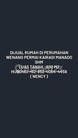 Rumah SHM di Perumahan Wenang Permai Kairagi Manado