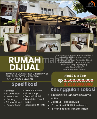 Rumah Besar 300M Bangunan - Siap Huni Tanpa Renov, 5 Menit ke MRT Lebak Bulus Rumah Besar 300M Bangunan - Siap Huni Tanpa Renov, 5 Menit ke MRT Lebak Bulus
