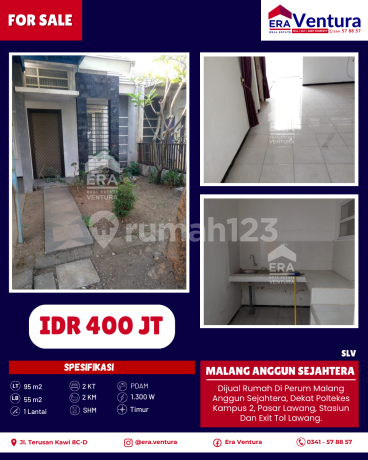 For Sale House In Malang Anggun Sejahtera Estate, Lawang