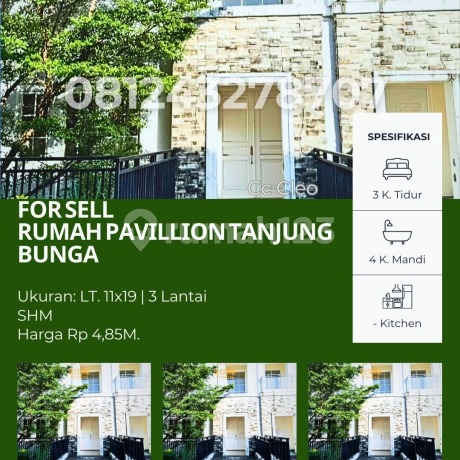 Dijual Rumah Pavilion Double Decker Tanjung Bunga – 3 Lantai, 11x19, Lokasi Premium Makassar