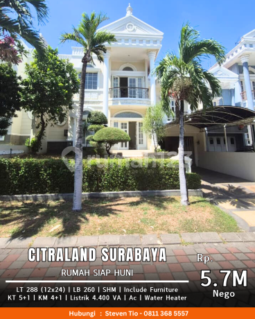 Dijual Rumah SHM Siap Huni di Citraland Raffles Garden