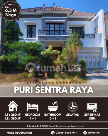 Rumah puri sentra raya citraland utama depan siap huni bagus terawat Rumah puri sentra raya citraland utama depan siap huni bagus terawat