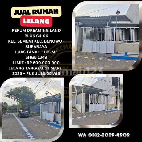Bank Auction House for Sale in Benowo Surabaya (Dreaming Land Housing Estate) - KPKNL Auction