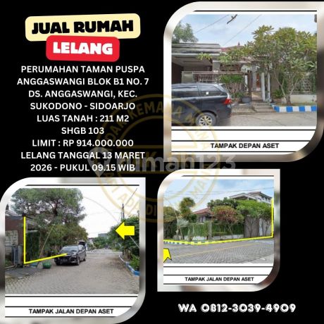 Jual Rumah Lelang Bank di Sukodono Sidoarjo (Taman Puspa Anggaswangi) - Lelang Kpknl