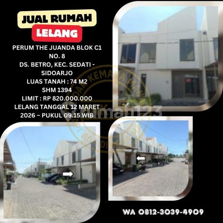 Jual Rumah Lelang Bank di Sedati Sidoarjo (Perum The Juanda) - Lelang Kpknl Jual Rumah Lelang Bank di Sedati Sidoarjo (Perum The Juanda) - Lelang Kpknl