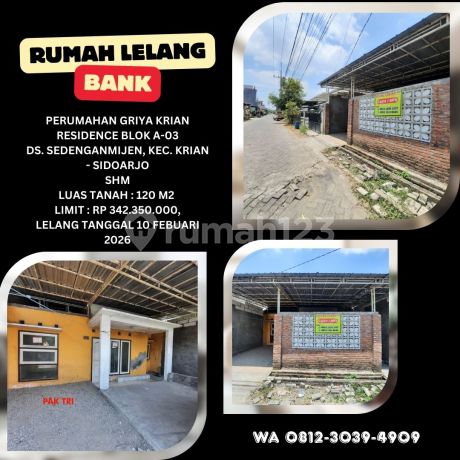 Dijual Rumah Via Lelang Sidoarjo (Griya Krian Residence - Krian) - Lelang Kpknl Dijual Rumah Via Lelang Sidoarjo (Griya Krian Residence - Krian) - Lelang Kpknl