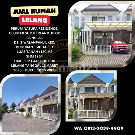 Jual Rumah Lelang Bank di Buduran Sidoarjo (Natura Residence Cluster Summerland) - Lelang Kpknl Jual Rumah Lelang Bank di Buduran Sidoarjo (Natura Residence Cluster Summerland) - Lelang Kpknl