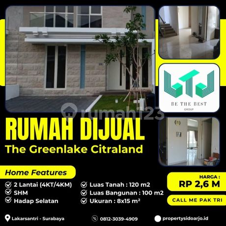 Free AC & Mesin Cuci!! Rumah Dijual The Greenlake Citraland Lakarsantri Surabaya Barat