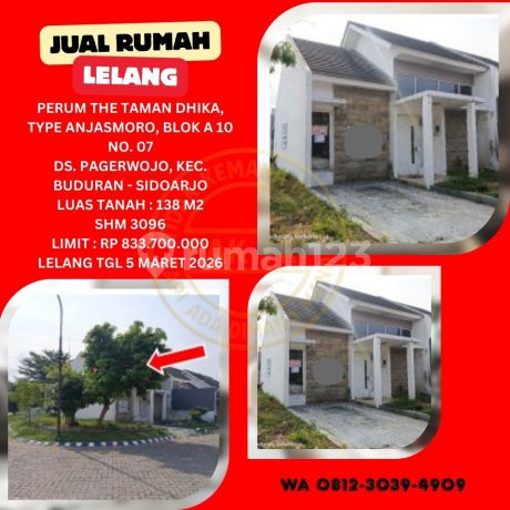 Bank Auction House for Sale in Sidoarjo (The Taman Dhika Cluster Anjasmoro): KPKNL Auction