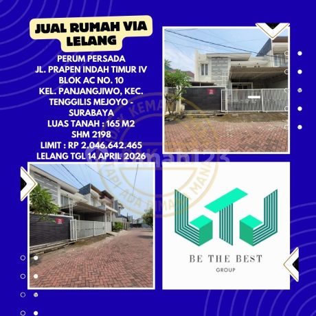 Dijual Rumah Via Lelang di Tenggilis Mejoyo Surabaya (Jl. Prapen Indah Timur Iv) - Lelang Kpknl