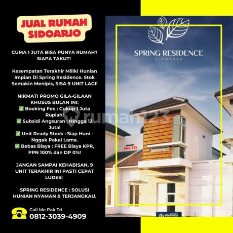 Promo Only 1 Million!! - 2-Story House Ready to Occupy Hook Position at Spring Residence Housing Complex