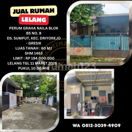 Jual Rumah Lelang Bank di Driyorejo Gresik (Perumahan Graha Naila) - Lelang Kpknl Jual Rumah Lelang Bank di Driyorejo Gresik (Perumahan Graha Naila) - Lelang Kpknl