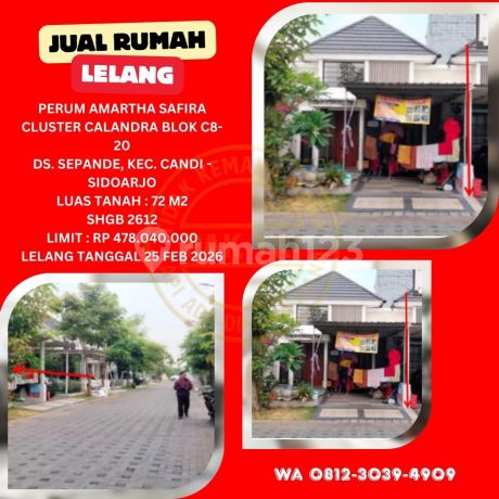 Jual Rumah Lelang Bank di Sidoarjo (Amartha Safira Cluster Calandra) : Lelang Kpknl