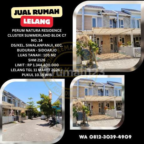 Jual Rumah Lelang Bank di Buduran Sidoarjo (Natura Residence Cluster Summerland) - Lelang Kpknl Jual Rumah Lelang Bank di Buduran Sidoarjo (Natura Residence Cluster Summerland) - Lelang Kpknl
