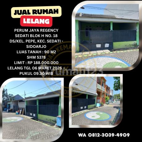 Jual Rumah Lelang Bank di Sedati Sidoarjo (Perum Jaya Regency Sedati) - Lelang Kpknl