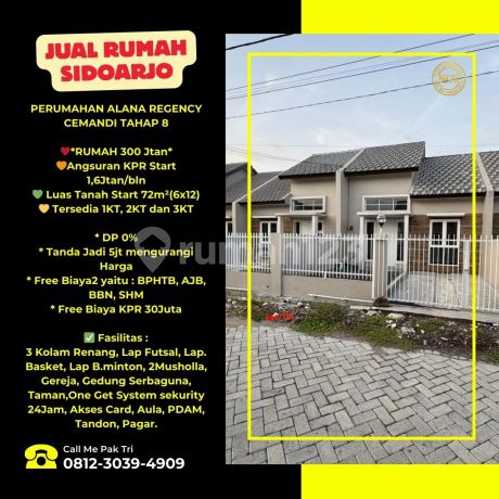 Rumah DP 0% di Batas Kota Surabaya Timur Dekat Merr : Perum Alana Regency Cemandi Tahap 8