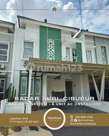Rumah Modern 2 Lantai Plus 6 Unit AC di Radar Auri Cibubur - SHM