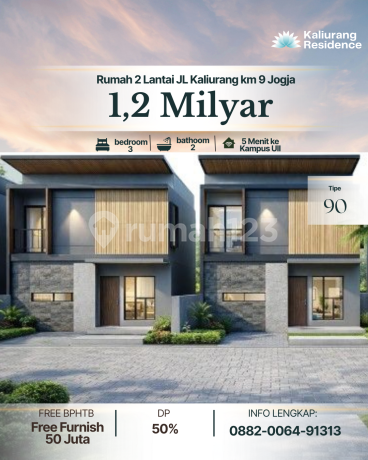 Dekat Pasar Gentan Rumah Kontemporer 2 Lantai Lokasi Strategis