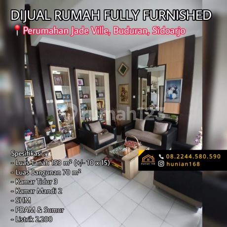 Rumah Fully Furnished Perumahan Jade Ville Buduran Sidoarjo