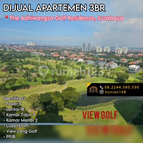 For Sale Fully Furnished 3 Bedroom Apartment at The Adhiwangsa Golf Residence, Lenmarc Pakuwon Mall, Fairway Nine, West Surabaya
