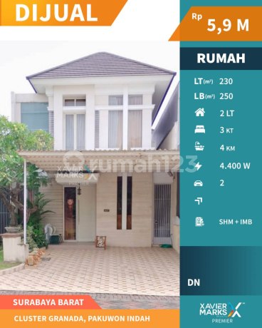 Rumah Modern Minimalis di Cluster Granada Pakuwon Indah, Surabaya Barat