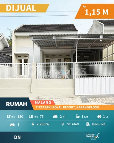 Rumah Minimalis Dekat Exit Tol di Tirtasani Royal Resort Malang