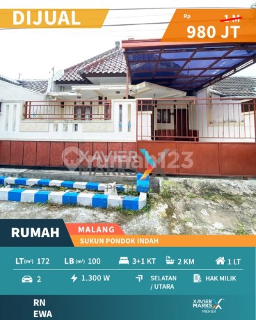 Dijual Rumah Siap Huni Di Sukun Pondok Indah, Dekat RST Soepraoen