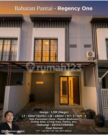 Dijual Rumah Baru Babatan Pantai Regency One