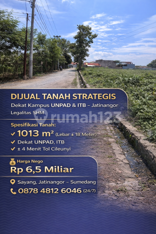 Lahan 1013M² SHM Dekat Ipdn & Ikopin Jatinangor