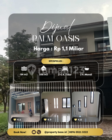 Rumah Palm Oasis Strategis, Lingkungan Nyaman, Row 2 Mobil