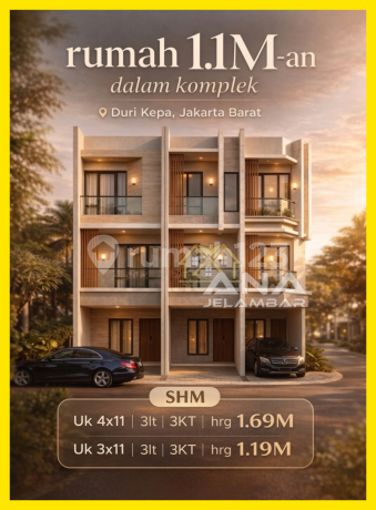 Ana Rumah Baru 3Lt Luas 3X11m Modern Minimalis di Duri Kepa, Tanjung Duren, Kebon Jeruk - * Good- Deal !!*