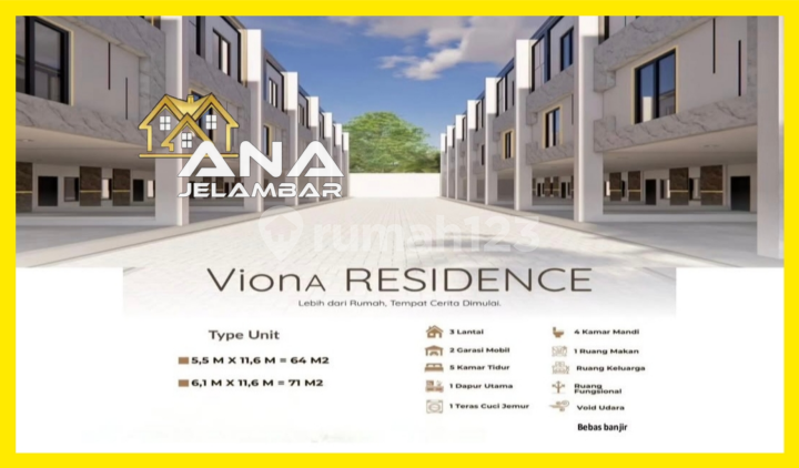 Ana New House 3 Floors Area 5.5X11.6m Modern Minimalist in Duri Kepa, Kebon Jeruk - * Good Deal !!*
