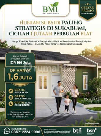 Hunian Subsisdi Tipe 36/60 Paling Strategis di Sukabumi - Hanya 5 Menit ke Akses Pintu Tol Bocimi & 3 Menit ke Stasiun Kereta Api