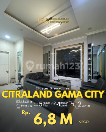 Dijual Rumah Furnish Komplek Citraland Gama City Cluster Grenadines