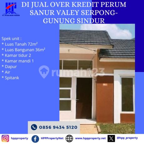 Di Jual Over Kredit Perum Sanur Valey Serpong-Gunung Sindur