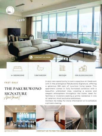 FAST SALE: Pakubuwono Signatures, Best deal guaranteed, fully furnished, also avail other units for sale. Please contact Clara-Abie property