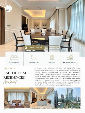 Pacific Place Residences (Pp) 4Br 500Sqm, Best Price Guaranteed! Very Rare Unit!