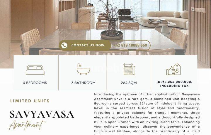 Savyavsa Apartment, LIMITED units, 4BR 264sqm, BRAND NEW