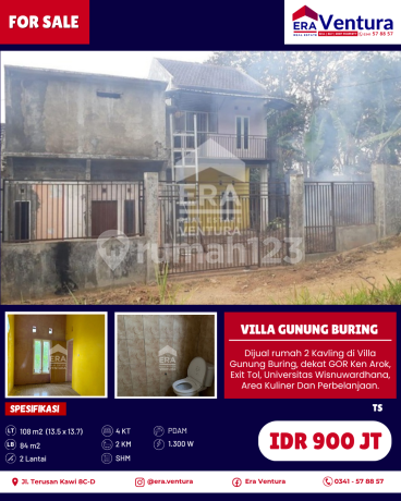 Dijual rumah 2 Kavling di Villa Gunung Buring, Dekat Exit Tol