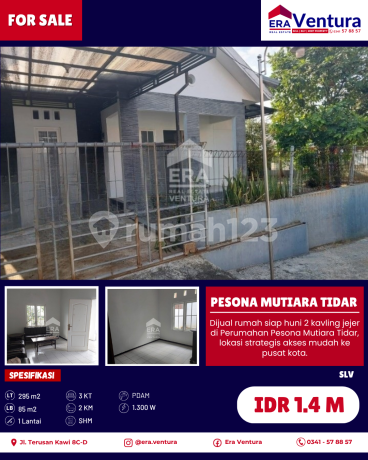 Dijual rumah siap huni 2 kavling jejer di Pesona Mutiara Tidar