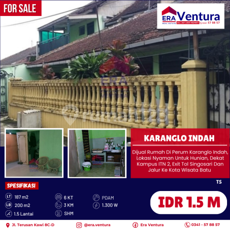 Rumah Di Perum Karanglo Indah, Dekat Kampus ITN 2 Rumah Di Perum Karanglo Indah, Dekat Kampus ITN 2