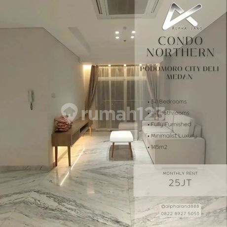 For Rent Condominium Podomoro Medan Northern Tower 3+1 Bedroom
Size 141m2