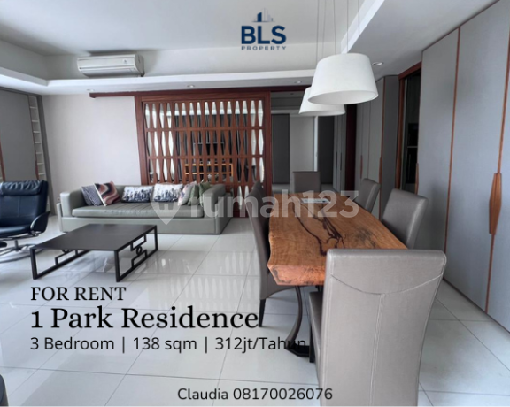 FOR RENT Apartemen 1Park Residences 3BR 