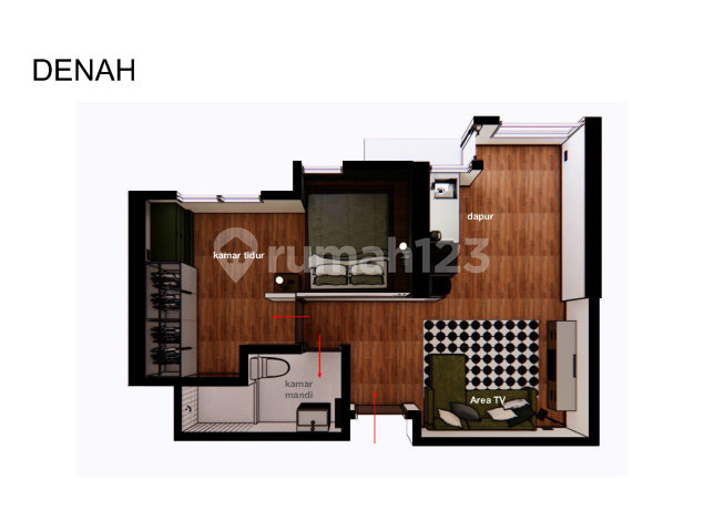 Jual Unit Apartemen Sudirman Park [2Br = 1Br]