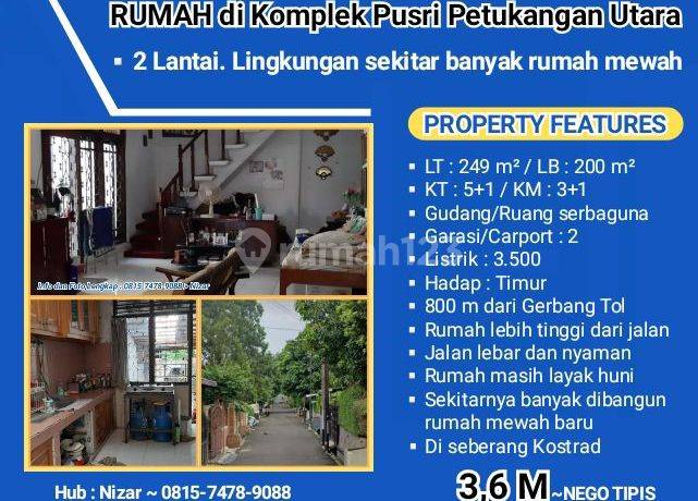 Rumah 2 Lantai Komp. Pusri (seberang Kostrad) Petukangan Utara