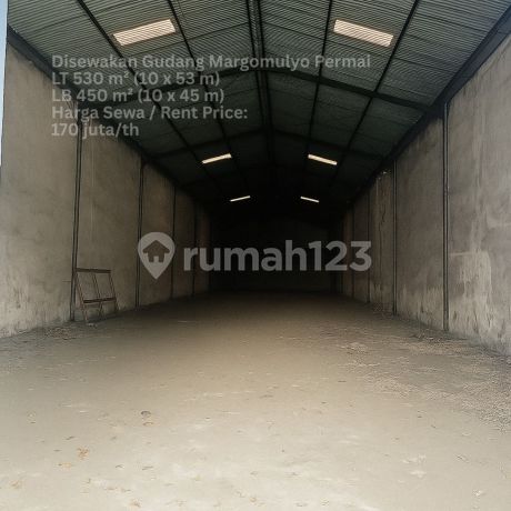 DISEWAKAN GUDANG MARGOMULYO PERMAI LUAS 500M2 SURABAYA BARAT