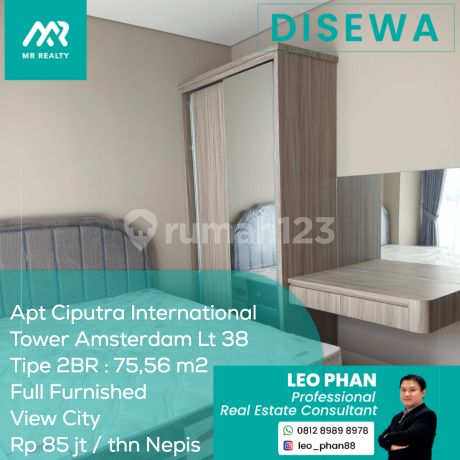 Apartement Ciputra International Tower Amsterdam Lt 38, 2BR, Full Furnished Apartement Ciputra International Tower Amsterdam Lt 38, 2BR, Full Furnished
