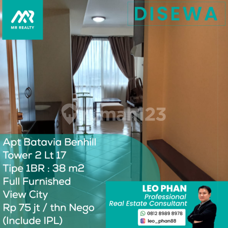 Apartment Batavia Benhil Tower 2 LT 17, 1Br, Full Furnished